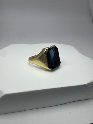 Chevalière - 14 carats Or jaune Onyx