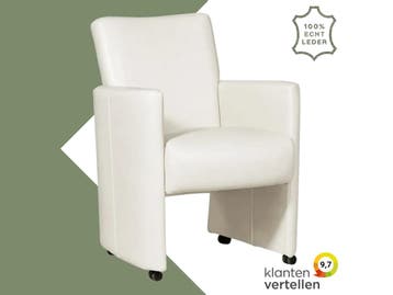 Leren eetkamerstoel Elegant - Massif White (wit) - Met, Huis en Inrichting, Stoelen, Eigentijds, Modern, Wit, Nieuw, Leer