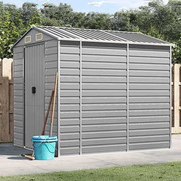 vidaXL Tuinhuis Lichtgrijs 191x215x198 cm Gegalvaniseerd, Verzenden