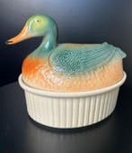 Serveerschaal - Keramiek, Glazuur - Eend op een nest