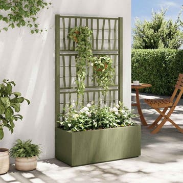 vidaXL Tuinplanter met Trellis Groen 80 x 36 x 140 cm PP, Tuin en Terras, Verzenden, Nieuw