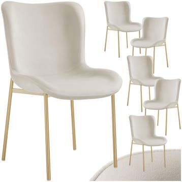 Gestoffeerde stoel Tessa - Fluweellook beige/goud, Set van 6, Verzenden, Nieuw