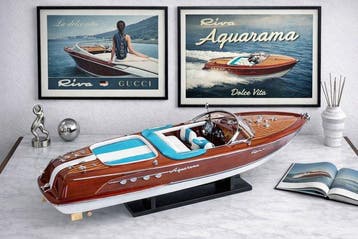 Maquette Riva Aquarama 67 cm bois Luxe 1:12 - Modelboot, Hobby en Vrije tijd, Nieuw