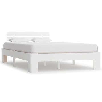 vidaXL Bedframe met hoofdbord massief grenenhout wit 140x200, Verzenden