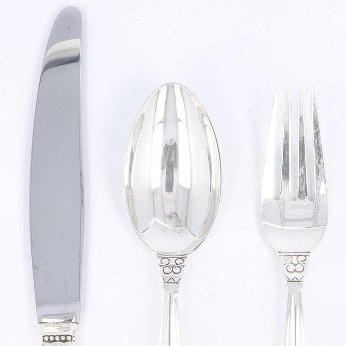 Georg Jensen - Georg Jensen - Model Acorn - Dinerbestek -, Antiquités & Art, Antiquités | Argent & Or