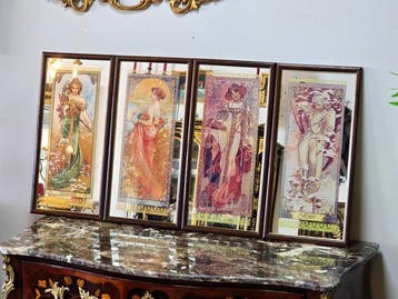 Alphonse Mucha (after) - Wandspiegel (4)- The Four Seasons, Huis en Inrichting, Nieuw