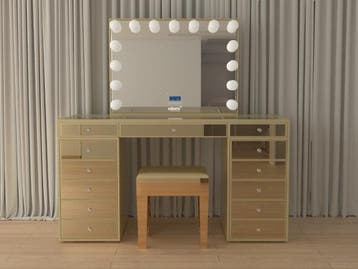 Veiling - Luxe kaptafel met verlichting - Goudkleurig - Incl