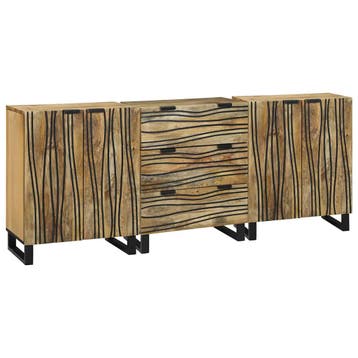 vidaXL Dressoir Set 3 st Naturel 180 x 33 x 75 cm Massief, Verzenden, Nieuw