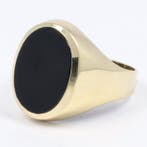 Ring - 14 karaat Geel goud Onyx - Zegelring
