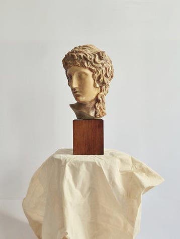 sculptuur, Large Hollow-cast Head of Apollo, c. 1890, on