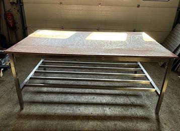 RVS Snijtafel, Werktafel, B200 x D120 x H85cm