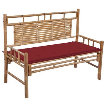vidaXL Tuinbank met kussen 120 cm bamboe, Verzenden, Nieuw