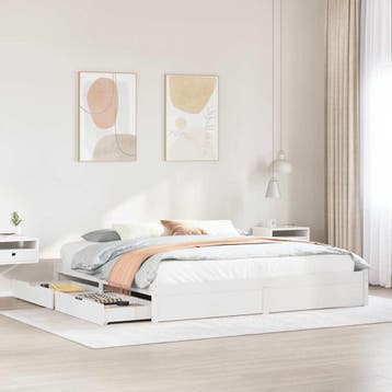 vidaXL Bedframe zonder matras massief grenenhout wit 180x200, Verzenden
