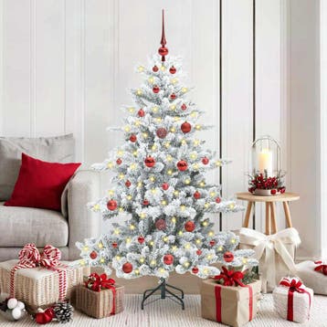 vidaXL Kunstmatige Hinged Kerstboom Wit 150 cm PVC en Staal, Verzenden, Nieuw