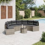 vidaXL Tuinbank met tafel en kussens halfrond poly rattan, Verzenden, Nieuw