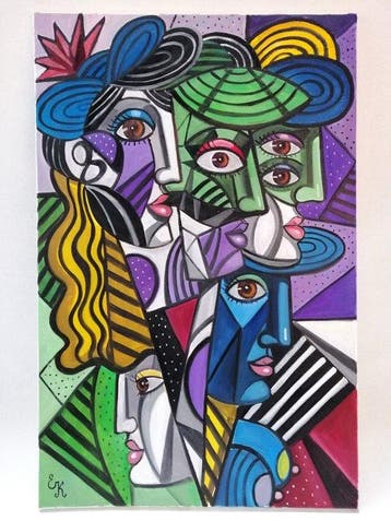Elena Khmeleva (XX) - Métamorphoses feminines. Large, Antiquités & Art