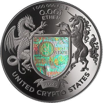 Verenigde Crypto Staten. 0.001 Ether 2025 Ethereum - 1 oz