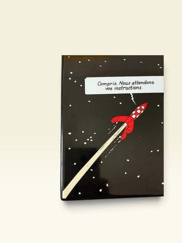 Tintin - Tintin - plaque émaillée lune - 35x35cm - Les, Nieuw