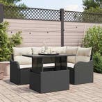vidaXL Buiten Eettafel Set met kussen 5 pcs Zwart Poly, Tuin en Terras, Verzenden, Nieuw