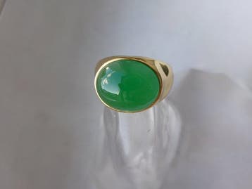 Zilver, chrysoprase - Ring - Art Deco-stijl