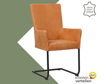 Leren eetkamerstoel Dry met armleuning - Kenia Rost, Huis en Inrichting, Stoelen, Overige kleuren, Nieuw, Leer, Ophalen of Verzenden