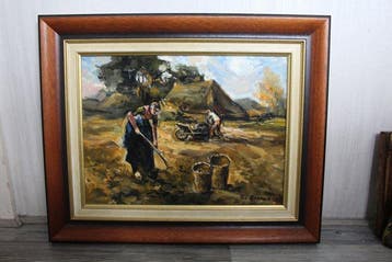 Ton Anconé (1919-1987) - Boeren op het land