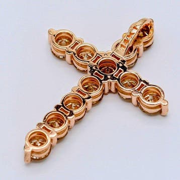 Pendentif en forme de croix - 14 carats Or rose - 2.18ct.