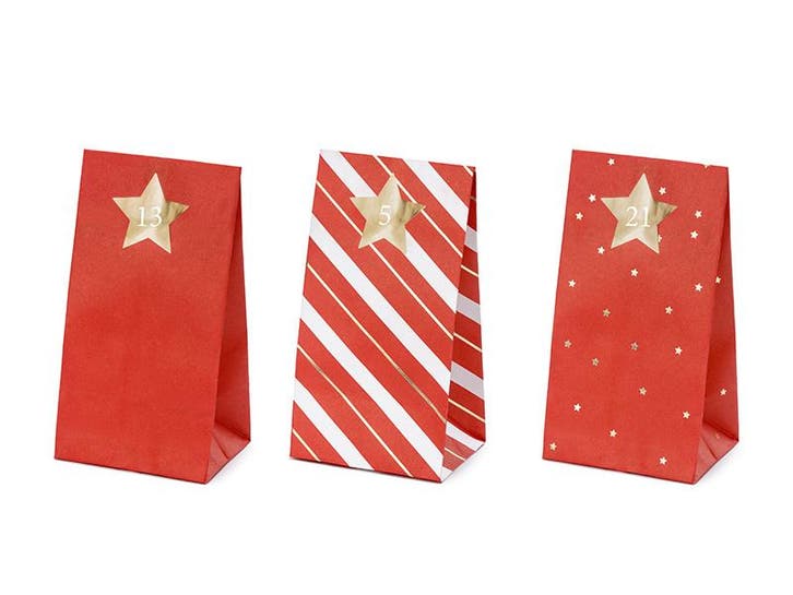 Adventkalender Tasjes Rood, Hobby en Vrije tijd, Feestartikelen, Nieuw, Verzenden