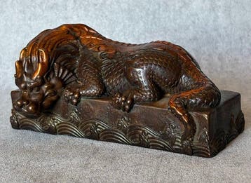 Beeld, Mythisch wezen / draak - 8.5 cm - Brons