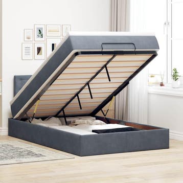 vidaXL Bed poef met matras 120x190 cm fluweel donkergrijs, Verzenden, Nieuw