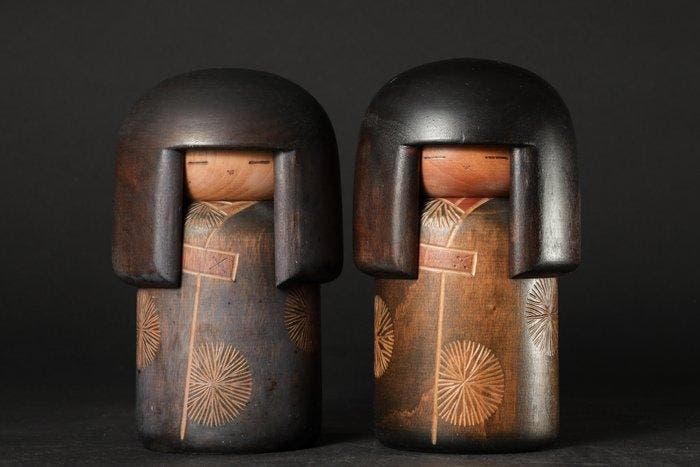 Creatieve Kokeshi-popjes “Dojo (Jong meisje)” (set van 2), Antiek en Kunst, Antiek | Overige Antiek