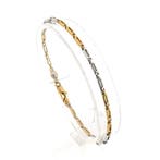 Bicolor gouden fantasie schakel armband (Schakelarmband), Ophalen of Verzenden, Gebruikt, Overige kleuren, Goud