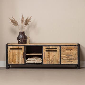 Tv-meubel Mangohout Tristan 180 cm, Verzenden, Nieuw, Overige houtsoorten, Industriële meubels