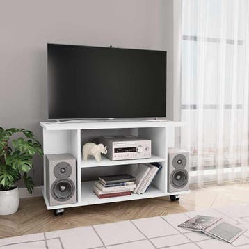 vidaXL Tv-meubel met wieltjes 80x40x45 cm bewerkt hout wit, Verzenden, Nieuw