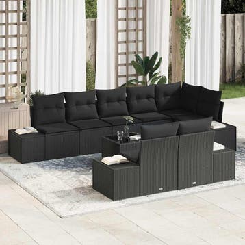 vidaXL Tuinbank Set met opslag Zwart Poly rattan, Verzenden, Nieuw