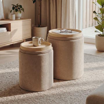 Lot de 2 poufs de rangement - 2 pièces | Ø 36 x 42 cm | Ø 30, Verzenden, Neuf, Rectangulaire