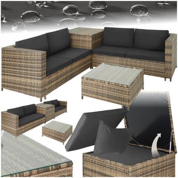 Wicker lounge Siena - natuur/donkergrijs, Tuin en Terras, Verzenden, Nieuw