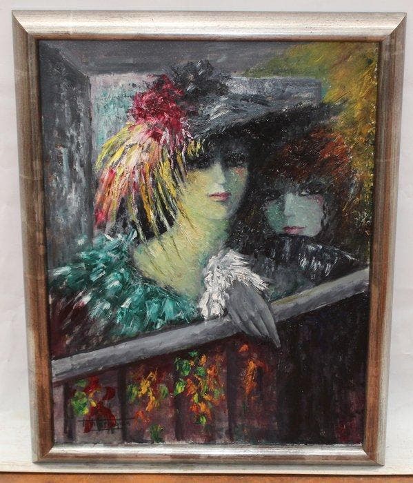 Maria Teresa Vilarrubias Perarnau (1914-2019) - Damas tras, Antiek en Kunst, Kunst | Schilderijen | Klassiek