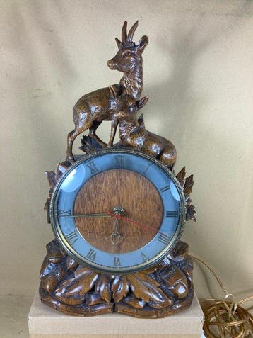 Pendule de cheminée Forêt-Noire - Antique Bois, Laiton -