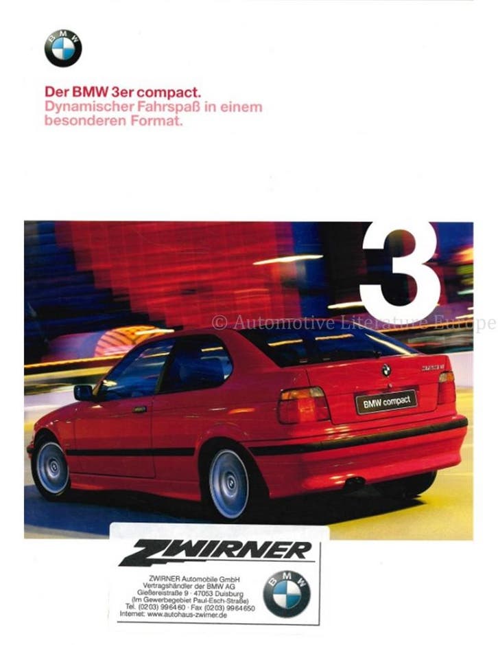 2000 BMW 3 SERIE COMPACT BROCHURE DUITS, Livres, Autos | Brochures & Magazines