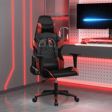 vidaXL Massage gamestoel kunstleer zwart en wijnrood, Verzenden