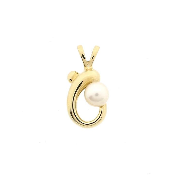 Gouden hanger met een cultivéparel (Hanger of bedel), Handtassen en Accessoires, Bedels, Gebruikt, Overige merken, Goud, Ophalen of Verzenden