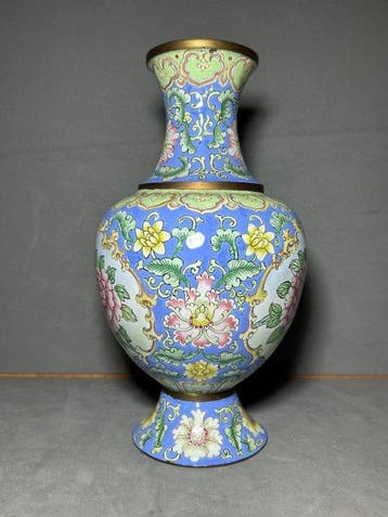 Vase en cuivre émaillé cloisonné - Bronze - Chine -