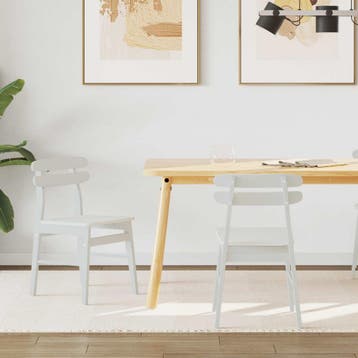 vidaXL Eetkamerstoel 2 st Massief Rubberhout Wit 43.5 x 44.5, Verzenden, Nieuw