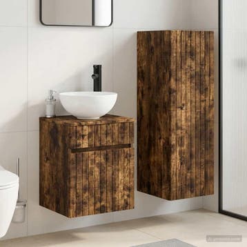 vidaXL Badkamermeubel Set 2 st Gerookt eiken 33 x 34,5 x 100, Maison & Meubles, Tables | Coiffeuses, Verzenden
