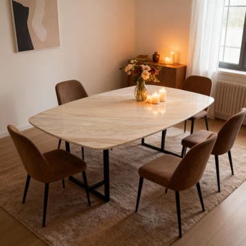 Ajax volakas gold marmer Eetkamertafel  Deens Ovaal 280x120, Nieuw