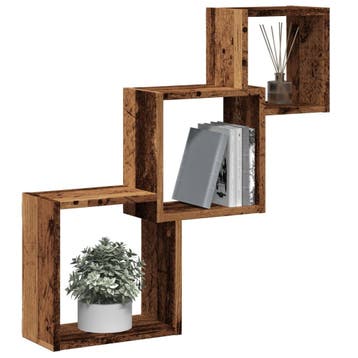 vidaXL Wandplanken kubus 68x15x68 cm bewerkt hout oud, Verzenden