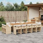 vidaXL 15-delige Tuinset met kussens poly rattan beige, Tuin en Terras, Verzenden, Nieuw, Tuinset