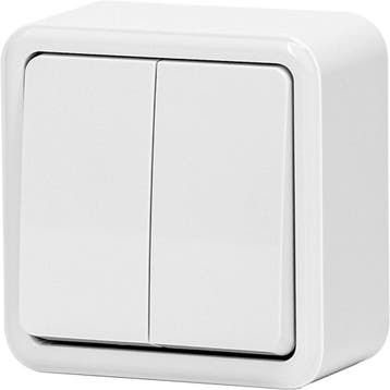 Aigi Winy Dubbele Serieschakelaar 2-knops Wit 250V/10A, Doe-het-zelf en Bouw, Verzenden, Nieuw