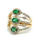 Ring - 14 karaat Geel goud Smaragd - Diamant, Nieuw